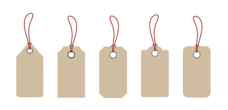 White hanging price tags. Can be used for sales and promotions. Stock vector isolatedのイラスト素材