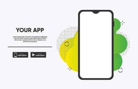 Smartphone app promo for download, landing page template. Vectorのイラスト素材