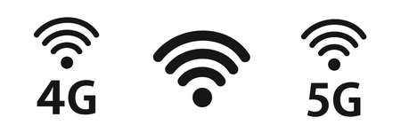 Abstract illustration with 5g and 4G internet. Wireless mobile telecommunication service concept.のイラスト素材