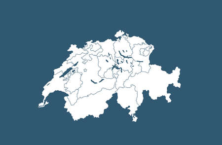 Switzerland map outline illustration isolated on blueの写真素材