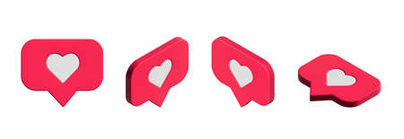 Heart like bubble. Social media like bubble. 3d vector.