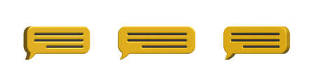 Glossy yellow speech bubble, messenger shapes. 3D render vector icons for social media or websiteのイラスト素材