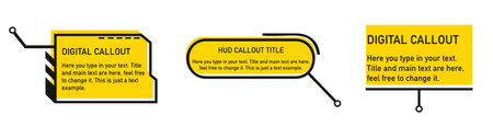 Modern technology banners collection in cyberpunk style. Futuristic tech badges.