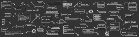 Futuristic callouts titles. Info boxes, digital information labels, modern description banner.のイラスト素材