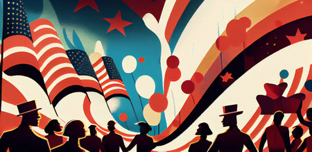 America Independence day celebration, election celebration, graphic illustration, art. Generative AI illustration.の素材
