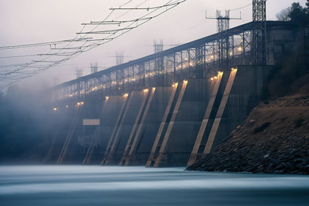 power lines running from the hydro station. power lines near the river