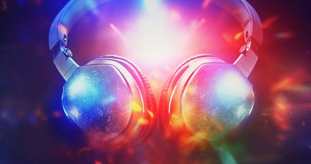 Dusted Holographic Abstract Multicolored headphonesの素材