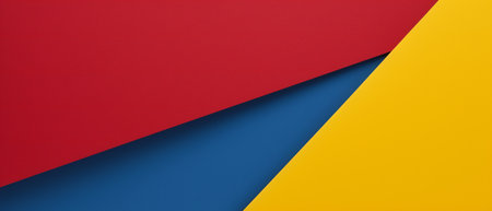 Bright abstract geometric paper background. Red, blue and yellow trendy colors.の素材