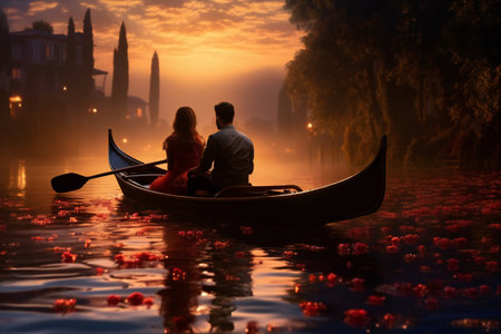 Romantic Gondola Ride at Dusk and generated artの素材