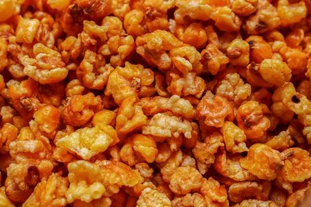 Abstract background Close up Fried Snack Made From Corn Textureの写真素材