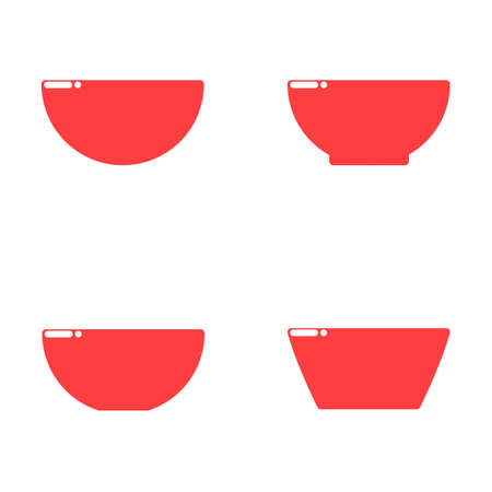 Flat style design, red bowls set illustration vector, design template for logoのイラスト素材
