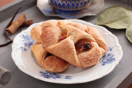 puff pastry filled with jamの写真素材