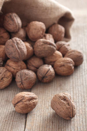 walnuts on wooden table