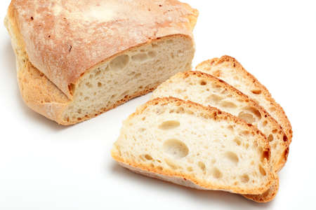 TUSCAN BREAD BAKED IN THE OVEN ON WHITE BACKGROUND