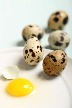 quail eggs on a plateの写真素材