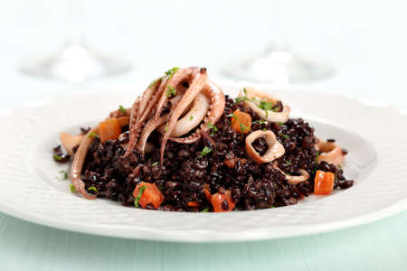 black rice with squid の写真素材