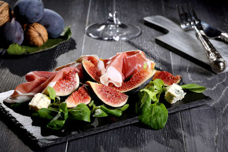 osciutto with  figs gray backgroundの写真素材