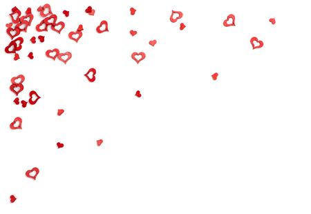 Valentines frame with red hearts, isolated on white background.の写真素材