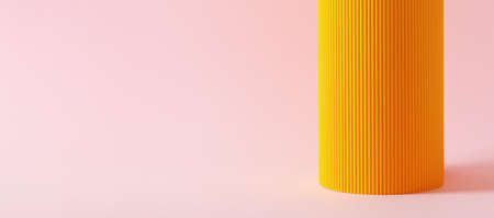 Cosmetic and fashion template pink background with orange part, minimalismの写真素材