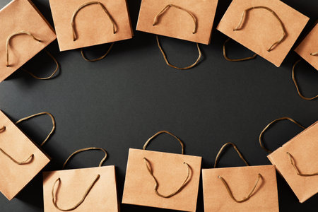 Black friday concept with craft package eco, top view, copy space, flat layの写真素材