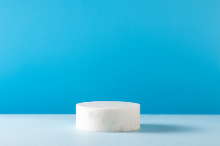 White cosmetic background with white stone empty spaceの写真素材