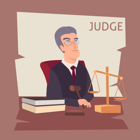 judge cartoon illustration. vectorのイラスト素材