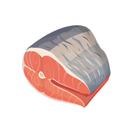 salmon steak, red fish vector illustrationのイラスト素材