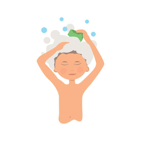 Morning personal hygiene and hands washing procedure. hygiene boyのイラスト素材
