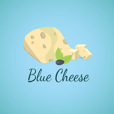 Vector blue cheese. Blue molds on sliced cheese.のイラスト素材