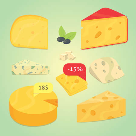 Set cheese vector illustrationのイラスト素材