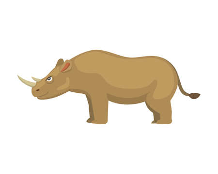Cartoon funny rhinoceros Isolated on white backgroundのイラスト素材