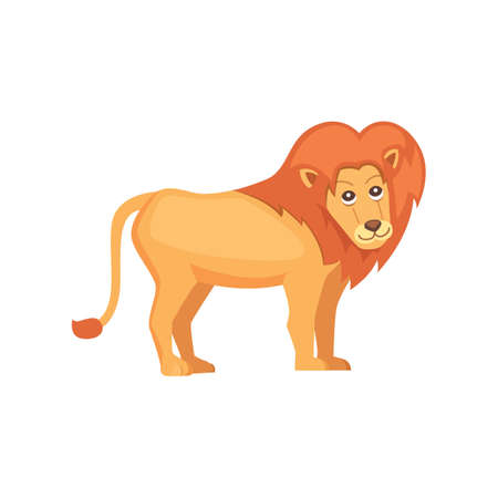 Cute cartoon lion isolated on white vector illustrationのイラスト素材