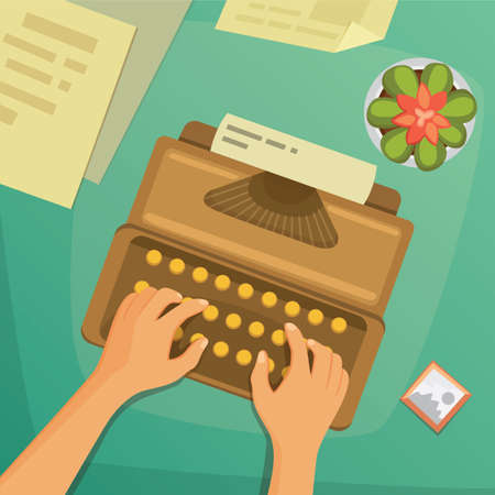 Flat design top view on desk concept Design Writingのイラスト素材