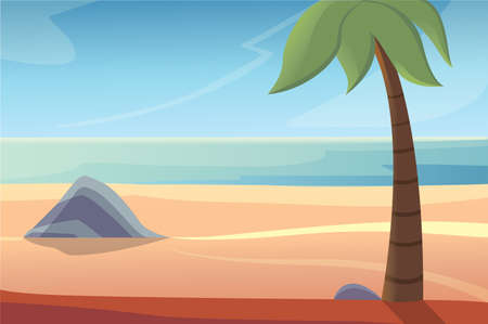 beautiful beach lanscape vector illustrationのイラスト素材