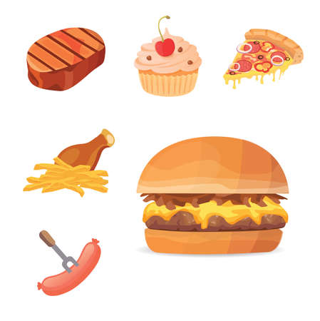 fat food vector icon illustration. cartoon collectionのイラスト素材