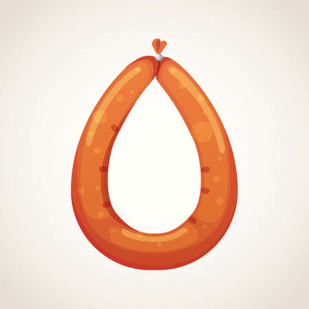 Vector cartoon sausage. Grilled product on a white backgroundのイラスト素材