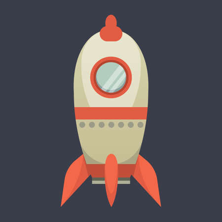 Rocket ship in cartoon style. New Businesses Innovation Development Flat Design IconsTemplate.のイラスト素材
