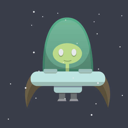 ufo spaceship cartoon illustrationのイラスト素材