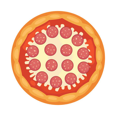 Thinly sliced pepperoni is a popular pizza. Italian cook and pizzas delivery.のイラスト素材