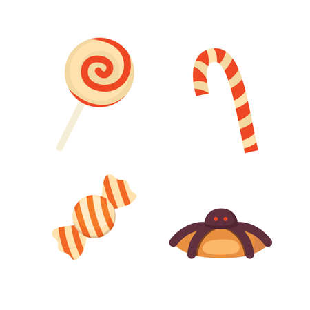 Set Hallowen candys vector illustration in cartoon styleのイラスト素材