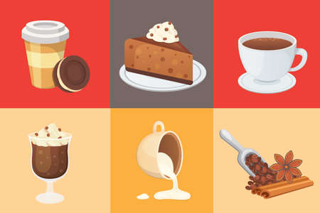 Coffee set and sweet desserts icon.のイラスト素材