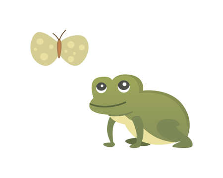 Cute frog cartoon vector isolated illustration.のイラスト素材