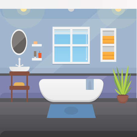Bathroom interior or architecture and furniture vector illustration.のイラスト素材