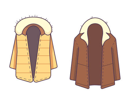 Winter jacket cloth isolated icon vector setのイラスト素材