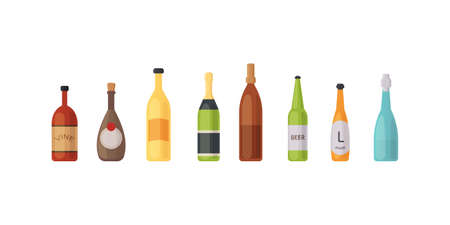 Set design alcohol bottles vector illustrationのイラスト素材