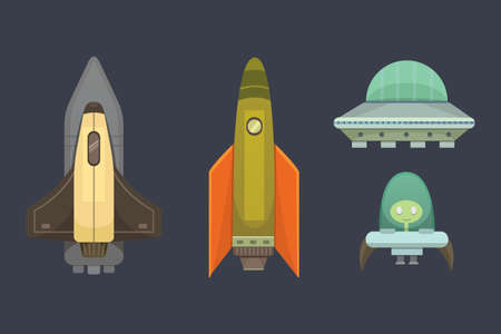 Rocket ship set in cartoon style.のイラスト素材