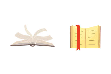Books set in cartoon design style isolated on white background, vector illustration