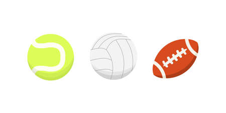 Vector cartoon colorful ball set. sport balls icons isolatedのイラスト素材