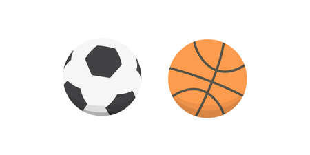 Vector cartoon colorful ball set. sport balls icons isolated.のイラスト素材