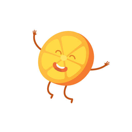 A Vector illustration with funny orange character fresh food timeのイラスト素材